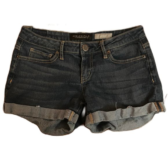 Aeropostale Pants - Aeropostale Dark Wash Midi Shorts
